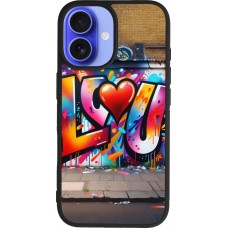 iPhone 16 Case Hülle - Silikon schwarz Valentin 2025 Liebe U Tag