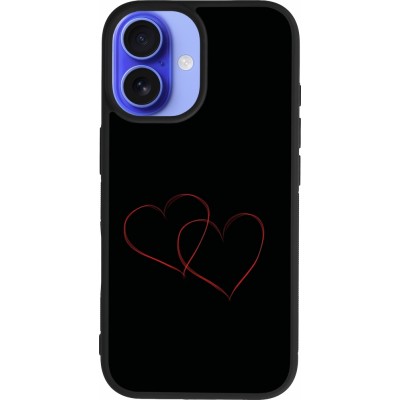 Coque iPhone 16 - Silicone rigide noir Valentine 2023 attached heart