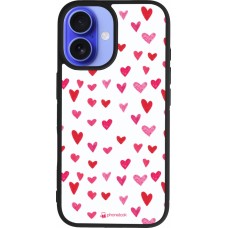 Coque iPhone 16 - Silicone rigide noir Valentine 2022 Many pink hearts
