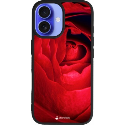 iPhone 16 Case Hülle - Silikon schwarz Valentine 2022 Rose