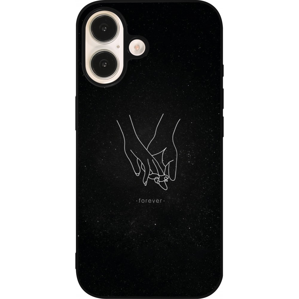 iPhone 16 Case Hülle - Silikon schwarz Valentine 2023 hands forever