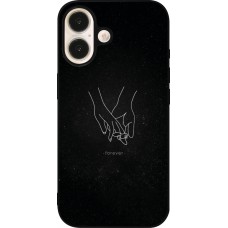 iPhone 16 Case Hülle - Silikon schwarz Valentine 2023 hands forever