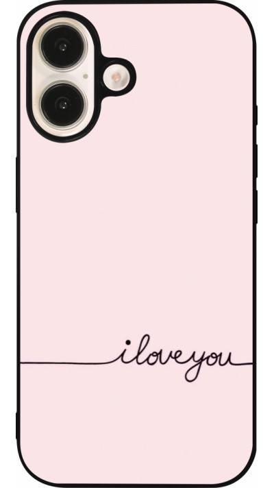 Coque iPhone 16 - Silicone rigide noir Valentine 2023 i love you writing