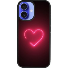iPhone 16 Case Hülle - Silikon schwarz Valentine 2023 single neon heart