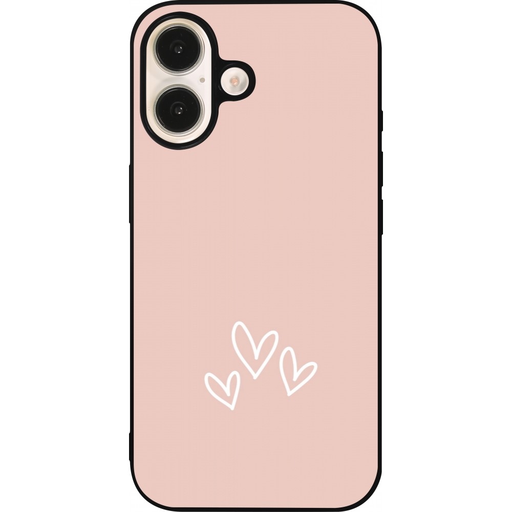 iPhone 16 Case Hülle - Silikon schwarz Valentine 2023 three minimalist hearts