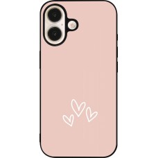 iPhone 16 Case Hülle - Silikon schwarz Valentine 2023 three minimalist hearts