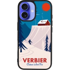 Coque iPhone 16 - Silicone rigide noir Verbier Cabane Mont-Fort
