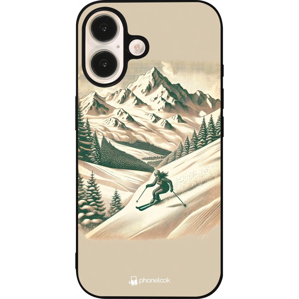iPhone 16 Case Hülle - Silikon schwarz Vintage Skiberg