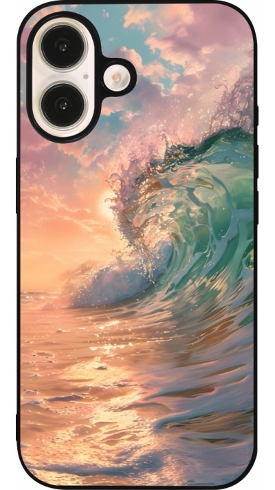 iPhone 16 Case Hülle - Silikon schwarz Wave Sunset
