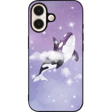 iPhone 16 Case Hülle - Silikon schwarz Whale in sparking stars
