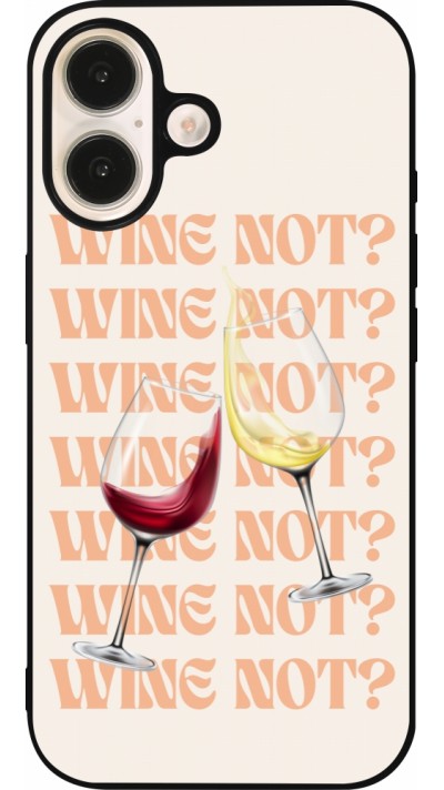 iPhone 16 Case Hülle - Silikon schwarz Wine not