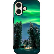 iPhone 16 Case Hülle - Silikon schwarz Winter 22 Northern Lights