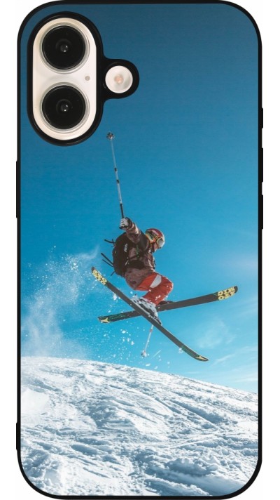 iPhone 16 Case Hülle - Silikon schwarz Winter 22 Ski Jump