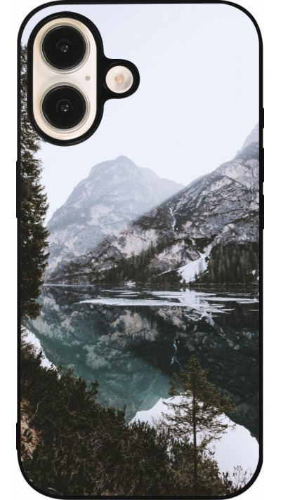 iPhone 16 Case Hülle - Silikon schwarz Winter 22 snowy mountain and lake