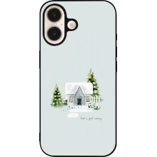 Coque iPhone 16 - Silicone rigide noir Winter 25 Cosy House