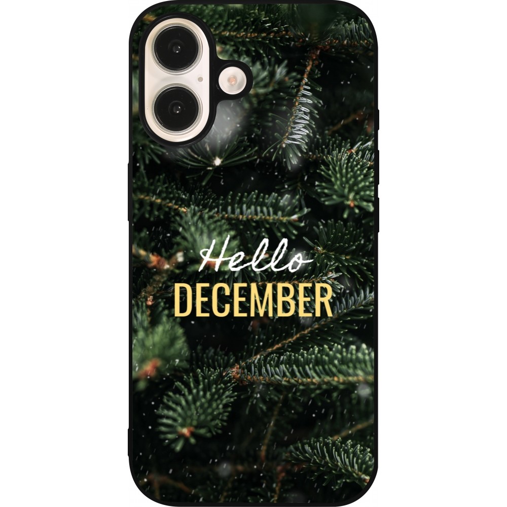 Coque iPhone 16 - Silicone rigide noir Winter 25 Winter hello december