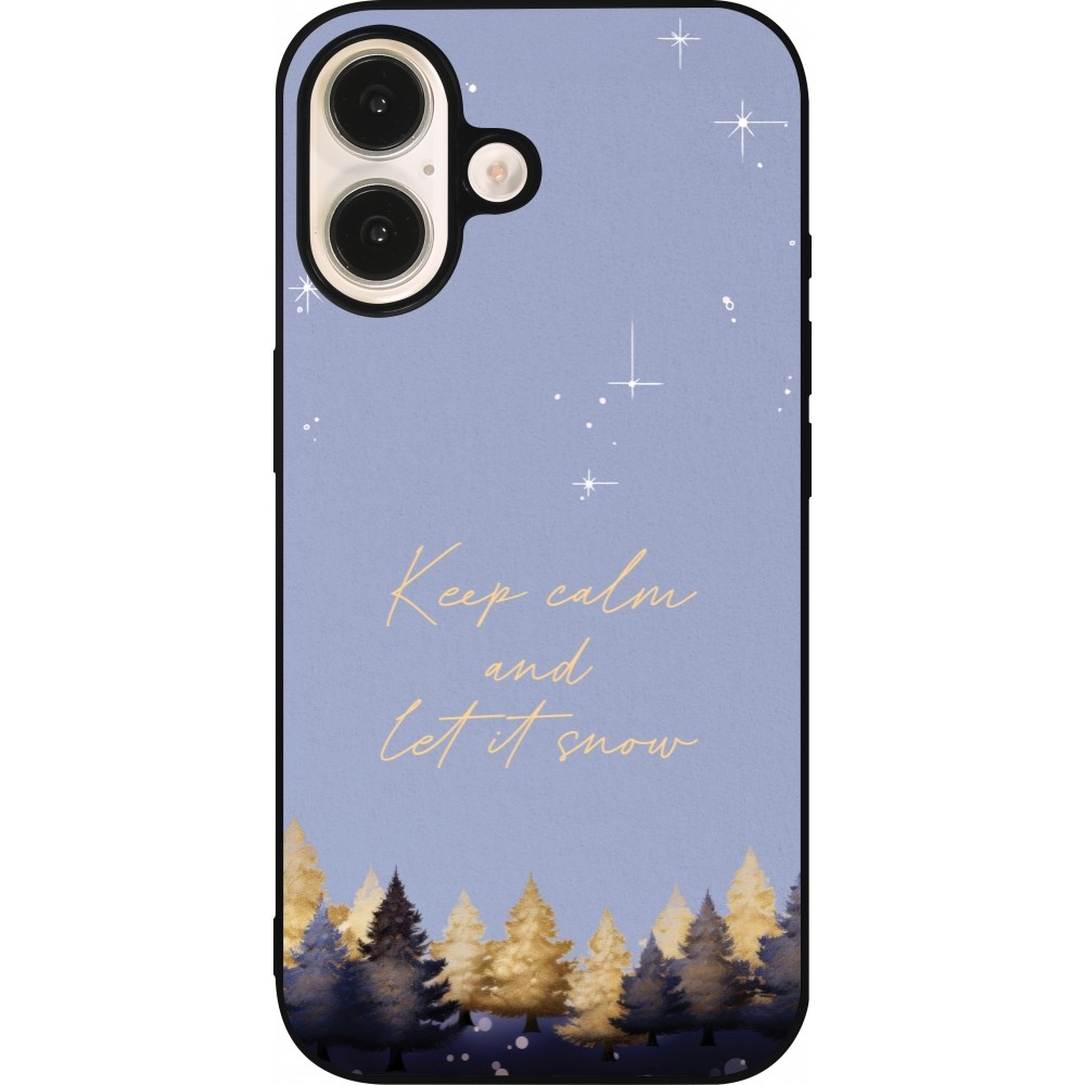 Coque iPhone 16 - Silicone rigide noir Winter 25 Winter illustration of trees