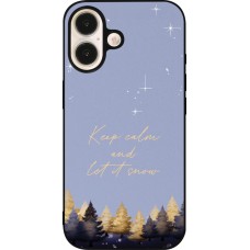Coque iPhone 16 - Silicone rigide noir Winter 25 Winter illustration of trees