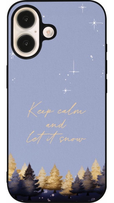 Coque iPhone 16 - Silicone rigide noir Winter 25 Winter illustration of trees