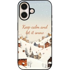 Coque iPhone 16 - Silicone rigide noir Winter 25 Winter Keep calm and let it snow