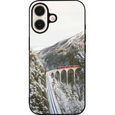 Coque iPhone 16 - Silicone rigide noir Winter 25 Winter polar express
