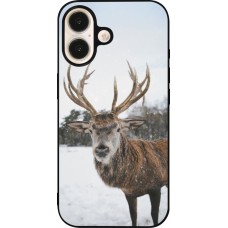 Coque iPhone 16 - Silicone rigide noir Winter 25 Winter reindeer