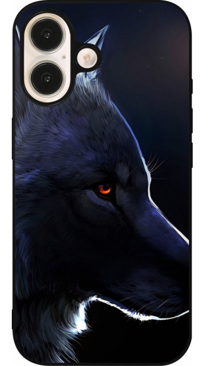 iPhone 16 Case Hülle - Silikon schwarz Wolf Shape
