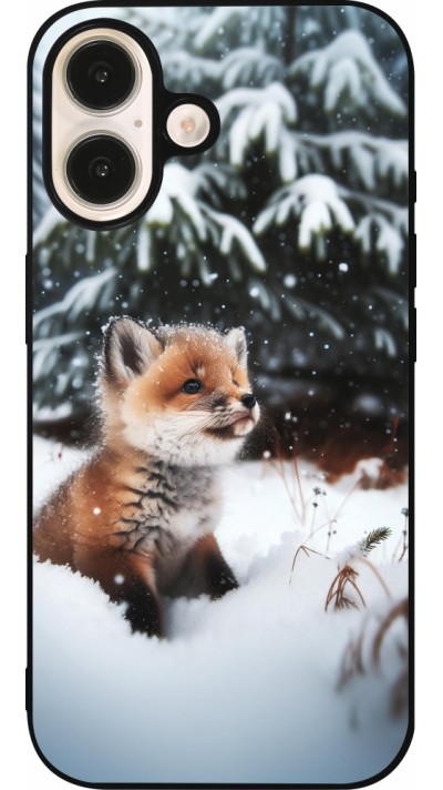 iPhone 16 Case Hülle - Silikon schwarz Weihnachten 2023 Fuechslein Tanne