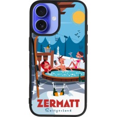 Coque iPhone 16 - Silicone rigide noir Zermatt Mountain Jacuzzi