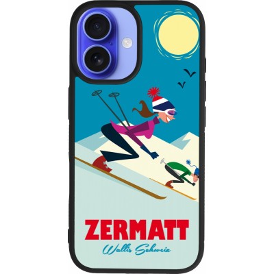 iPhone 16 Case Hülle - Silikon schwarz Zermatt Ski Downhill
