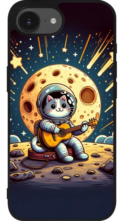 Coque iPhone 16e - Silicone rigide noir AstroCat RockLune