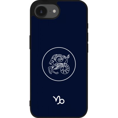Coque iPhone 17e / 16e - Silicone rigide noir Astrologie Capricorne