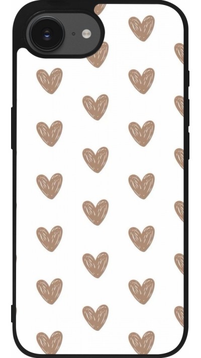 Coque iPhone 16e - Silicone rigide noir Autumn 2024 brown hearts