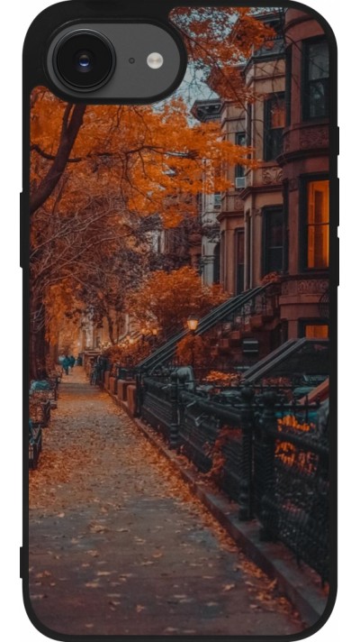 Coque iPhone 16e - Silicone rigide noir Autumn 2024 city