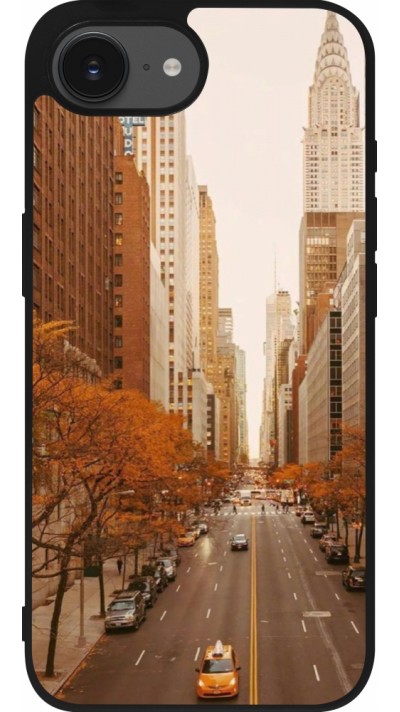 Coque iPhone 16e - Silicone rigide noir Autumn 2024 New York city