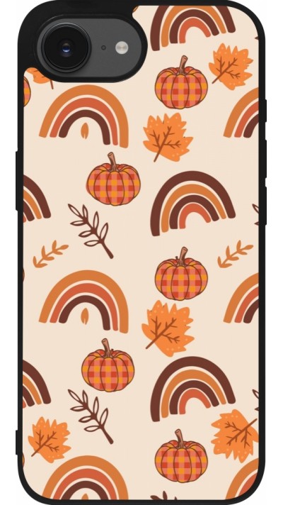 Coque iPhone 16e - Silicone rigide noir Autumn 2024 rainbow