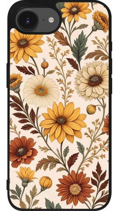 iPhone 16e Case Hülle - Silikon schwarz Autumn 25 Flower pattern
