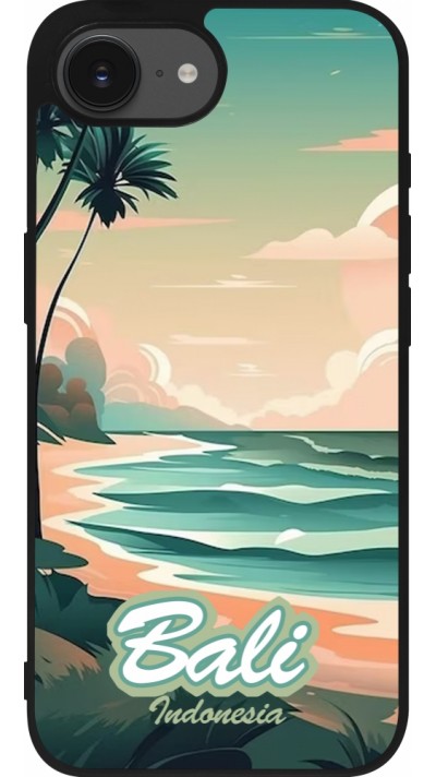 Coque iPhone 16e - Silicone rigide noir Bali Landscape
