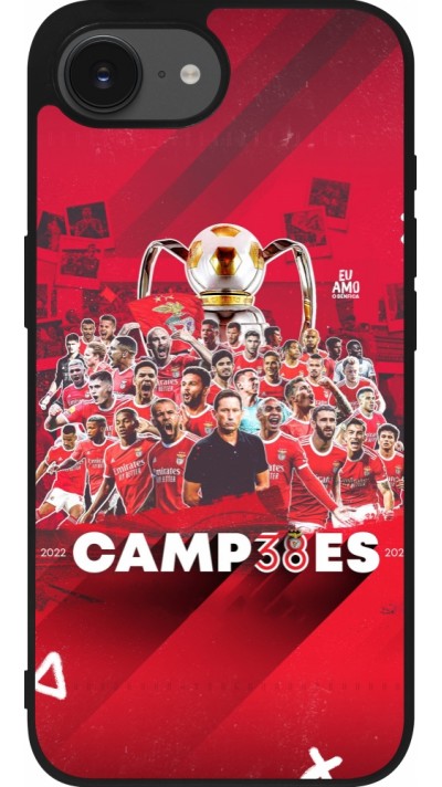 Coque iPhone 16e - Silicone rigide noir Benfica Campeoes 2023