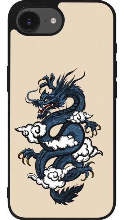 Coque iPhone 16e - Silicone rigide noir Blue Dragon Tattoo