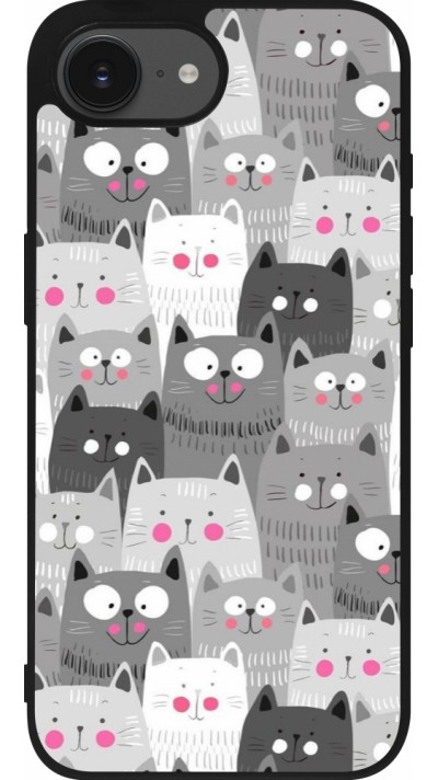 iPhone 16e Case Hülle - Silikon schwarz Katzenschwärme