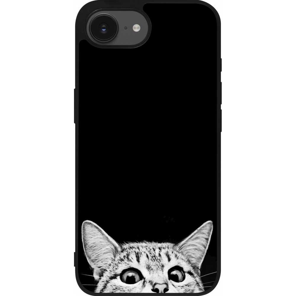 iPhone 16e Case Hülle - Silikon schwarz Cat Looking Up Black
