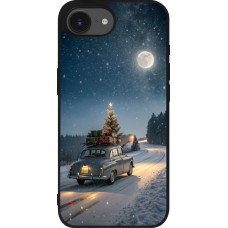 Coque iPhone 16e - Silicone rigide noir Christmas 25 Car with Tree Xmas