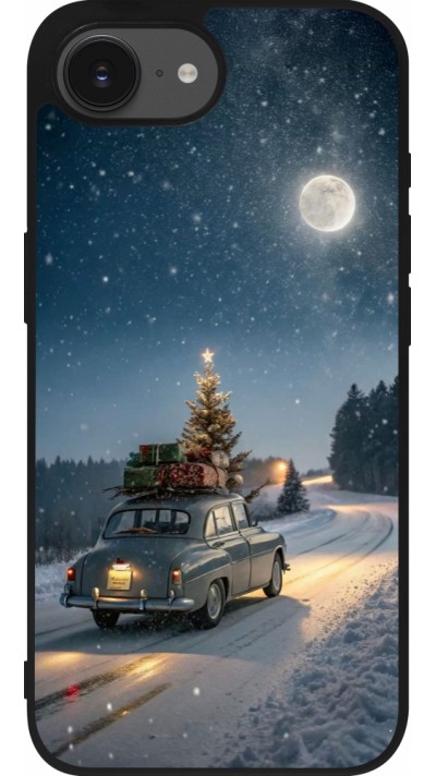 Coque iPhone 16e - Silicone rigide noir Christmas 25 Car with Tree Xmas
