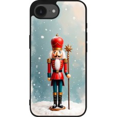 Coque iPhone 16e - Silicone rigide noir Christmas 25 Nutcracker Snow