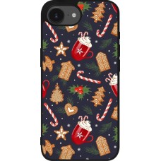 Coque iPhone 16e - Silicone rigide noir Christmas 25 Pattern Gingerbread House