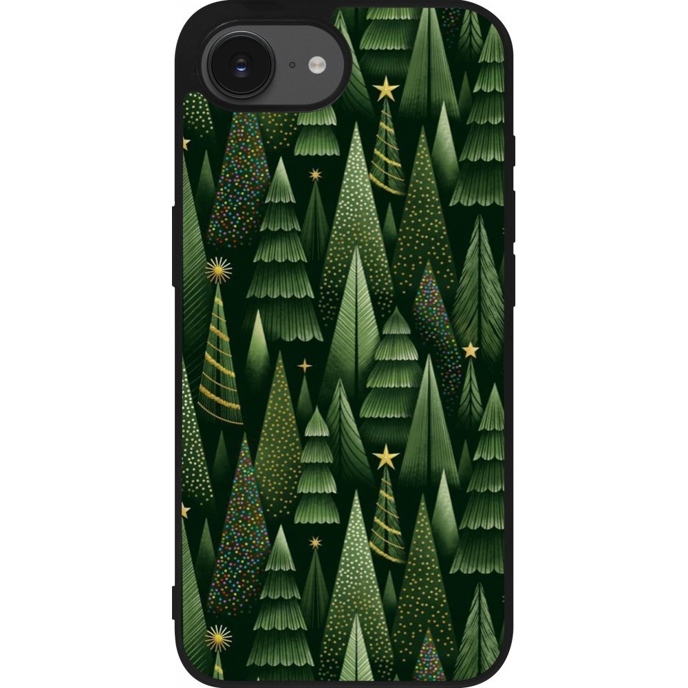 Coque iPhone 16e - Silicone rigide noir Christmas 25 Pattern Xmas Tree