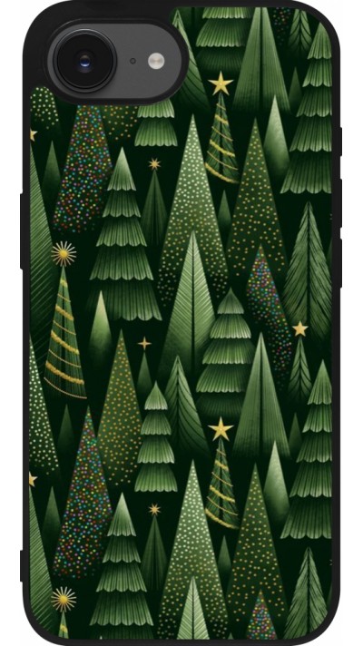 Coque iPhone 16e - Silicone rigide noir Christmas 25 Pattern Xmas Tree