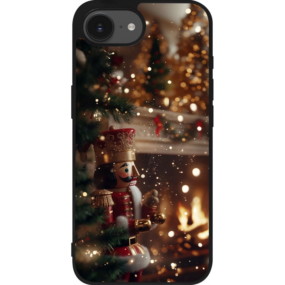 Coque iPhone 16e - Silicone rigide noir Christmas 25 Xmas Nutcracker