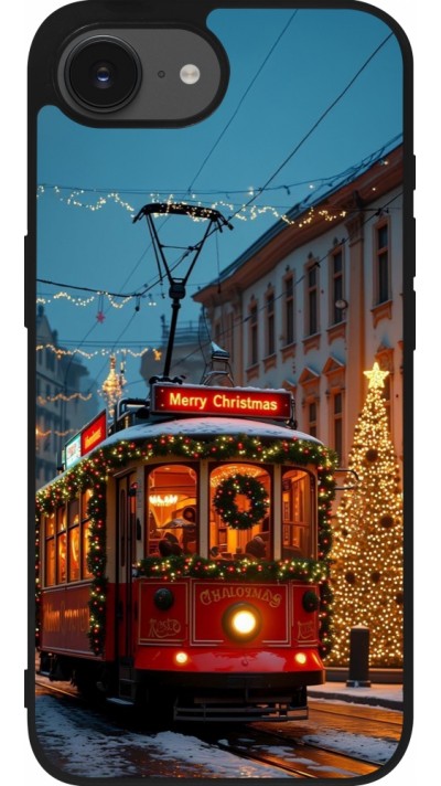 Coque iPhone 16e - Silicone rigide noir Christmas 25 Xmas Train
